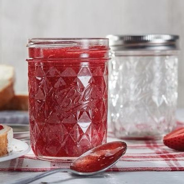 Ball 8oz. 12pk Glass Regular Mouth Quilted Mason Jar with Lid and Band