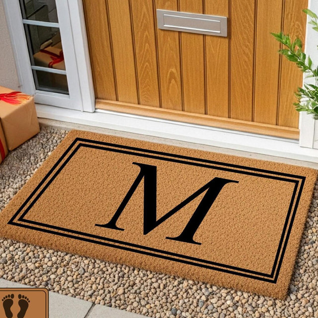 Personalized Family Initial Monogram Doormat, Custom Housewarming Doormat Gift