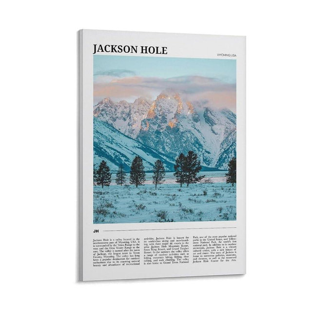 KKAIO Jackson Hole Travel Poster, Wyoming, USA Canvas Art Poster And Wall Art Picture Print Modern Family Bedroom Decor Posters 24x36inch(60x90cm)