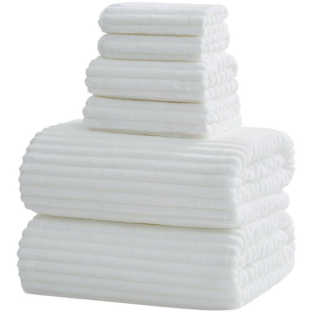 NALIVO 6-Piece Bath Towel Set(30"x60"), 2 Large Bath Towel Sheets, 2 Hand Towels and 2 Washcloths - Highly Absorbent Quick Dry Microfiber,Ultra Soft Towel Set for Bathroom(White