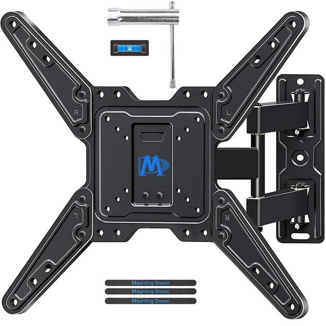 Mounting Dream UL Certificated TV Mount for Most 26-55 Inch TVs, Full Motion TV Wall Mount with Perfect Center Design on Single Stud Articulating Mount Max VESA 400x400mm up to 77 LBS, MD2413-MX