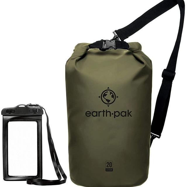 Earth Pak -Waterproof Dry Bag - Roll Top Dry Compression Sack Keeps Gear Dry for Kayaking, Beach, Rafting, Boating, Hiking, Camping and Fishing with Waterproof Phone Case