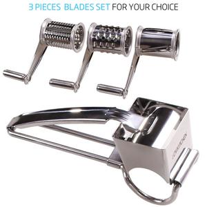 Rotary Cheese Grater - LOVKITCHEN Vegetable Cheese Cutter Slicer Shredder with 3 Interchanging Rotary Ultra Sharp Cylinders Stainless Steel Drums & Slicer