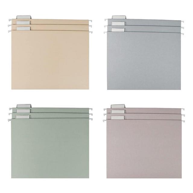 Y YOMA 12 Pack Colored Hanging File Folders Letter Size Decorative Hanging Folder Cute Pretty File Folder for Filing Cabinet Office Home with 1/5-Cut Adjustable Tabs, 4 Selected Morandi Color