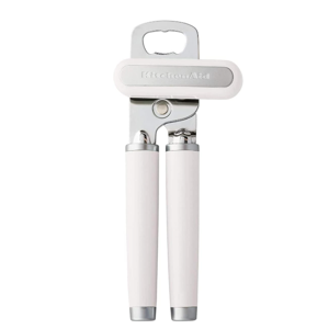 KitchenAid Classic Multifunction Can Opener and Bottle Opener Easy to Use, Razor Sharp Stainless Steel Cutting Wheel, Soft Ergonomic Handles, White