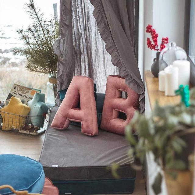 MOMAID Velvet Letter Pillow Soft Initial Throw Cushion Decorative Alphabet Kids Room Nursery Decor Baby Toddler Gift (Dusty Rose, Letter B)1 Count (Pack of 1)