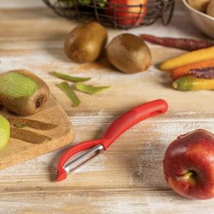 Kuhn Rikon Serrated Piranha “Swivel” Peeler 7.25” Red