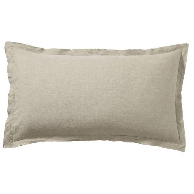 Belgian Flax Linen Double Flange Sham, Bamboo, King, Set of 3