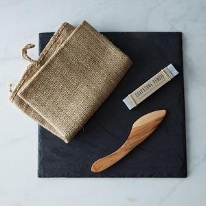 Brooklyn Slate Cheese Board, Knife and Soapstone Pencil Set