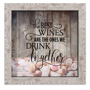Lawrence Frames Weathered Birch Shadow Box Wine Cork Holder, 10x10, Brown