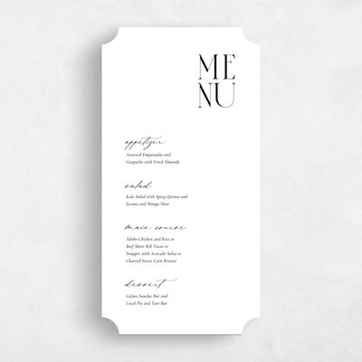 White Ticket Wedding Menu - Cleveland