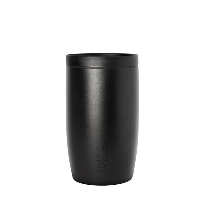 Simple Modern Travel Coffee Mug Tumbler with 360° Lid | Ceramic-Lined Insulated Stainless Steel Cold Brew Iced Coffee Cup | Gifts for Women Men Her Him | Voyager Signature | 12oz | Midnight Black