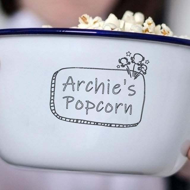 Personalized Enamel Popcorn Bowl – Custom Movie Night Gift