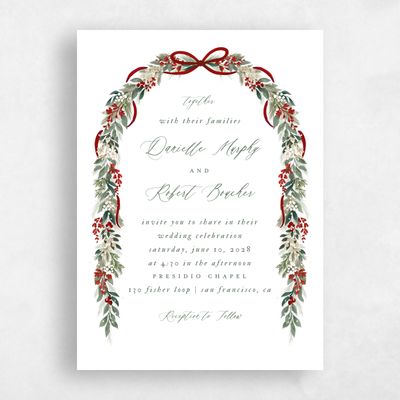 White Standard Wedding Invitation - Bryn Portrait