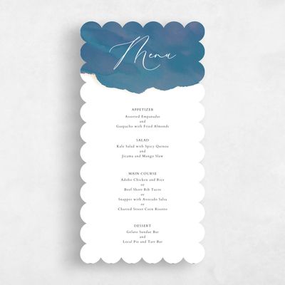 Blue Scalloped Wedding Menu - Opaline