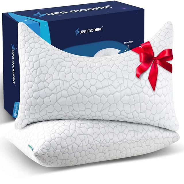 Cooling Bed Pillows for Sleeping 2 Pack Shredded Memory Foam Pillows Adjustable Cool Pillow for Side Back Stomach Sleepers Luxury Gel Pillows Queen Size Set of 2 with Washable Removable Cover