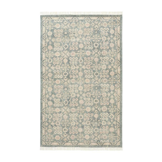 Carmine Handwoven Wool Rug, Chambray Blue, 5' x 8'