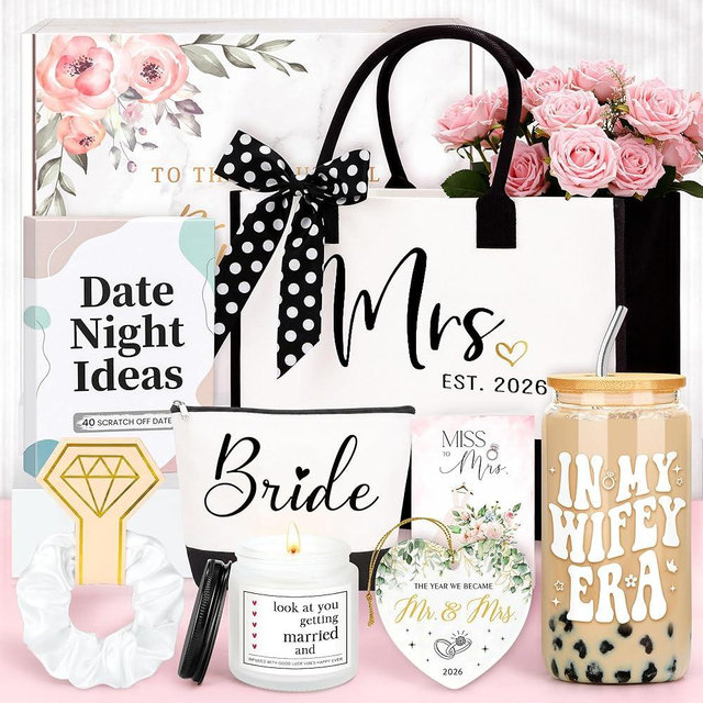 Bridal Shower Gifts for Bride To Be Gift Ideas Bride Gifts Box for Bachelorette Party Wifey Gift Accessories for Wedding Day Popular Engagement Stuff Things Set for Her Future Mrs Soon To Be Wifey