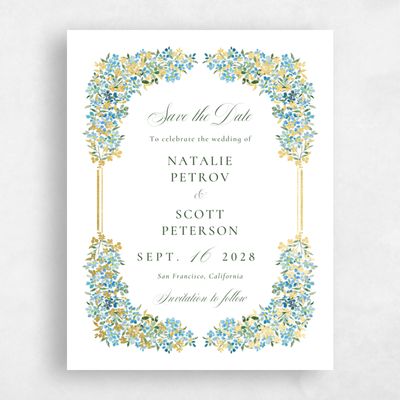 Blue Foil Wedding Save the Date - Lunette Portrait Foil