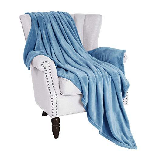 Exclusivo Mezcla Flannel Fleece Velvet Plush Soft Throw Blanket – 50" x 60" (Slate Blue)