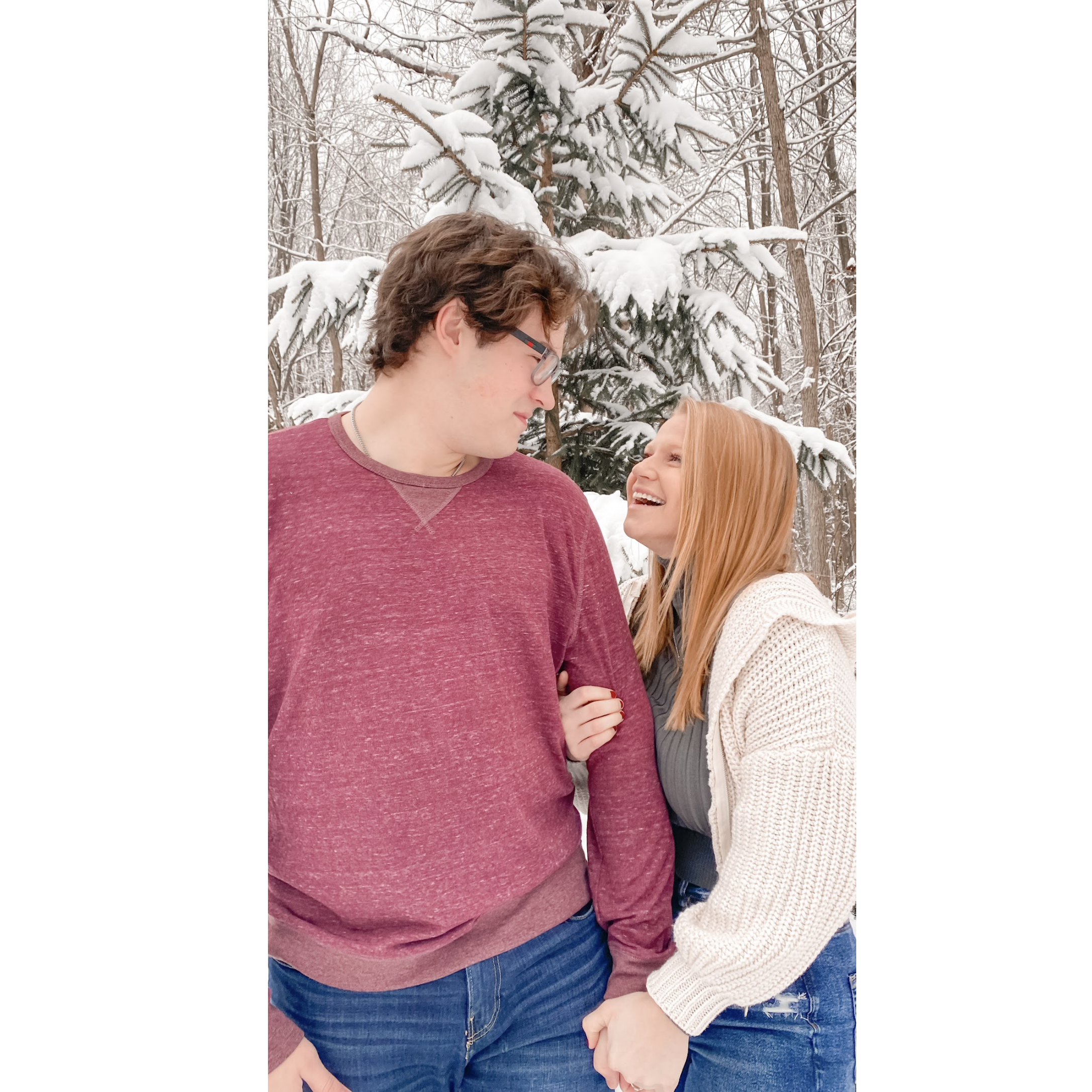 Our First Snowy photoshoot. Clay fell down the snowy hill after this and wasn't too happy I made him take pics in the snow but his mom trained him well!