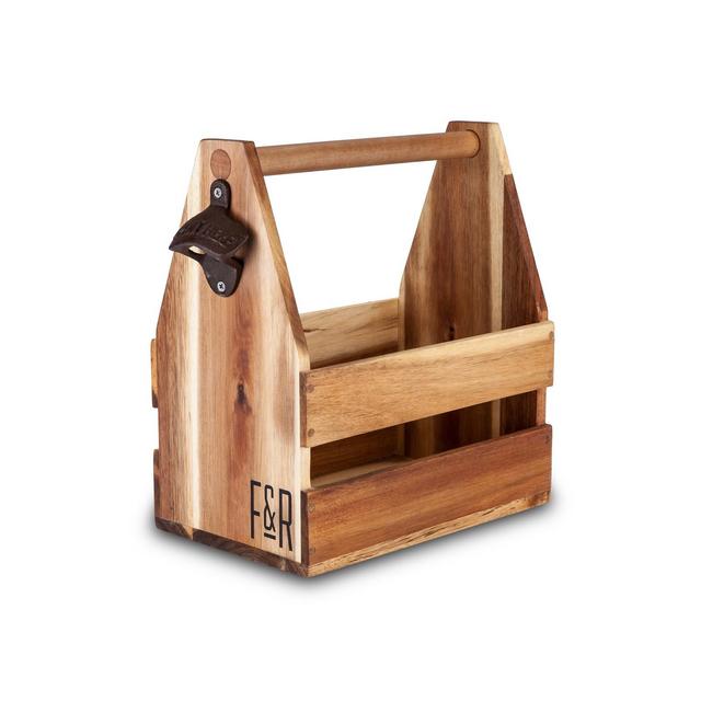 Foster & Rye Acacia Wood Beer Caddy