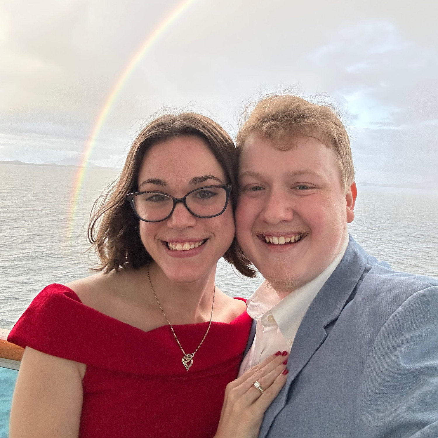 Right after we got engaged, Matthew called me over on the balcony to show me the beautiful rainbow on the horizon :)