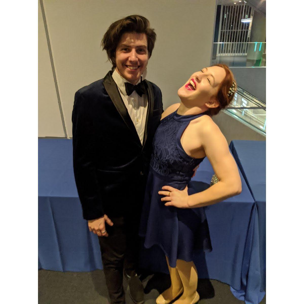 December 2019: Andrew takes Katlin to his first adult-human, holiday work function... at an aquarium