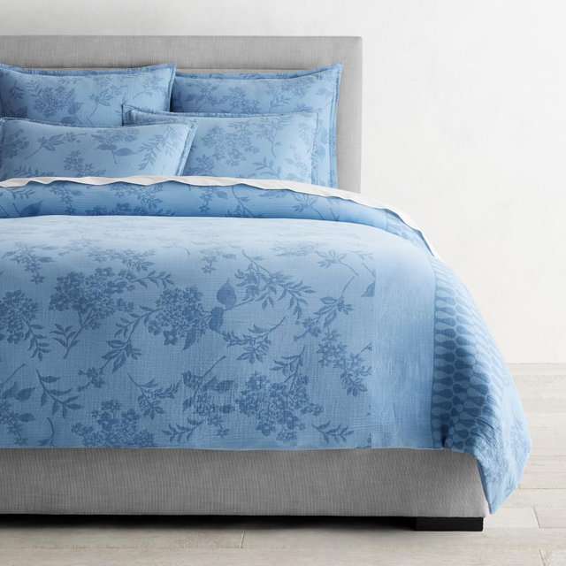 Jacquard Duvet & Shams, Duvet Cover, King, Blue