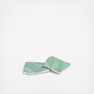 Emerald Quartz Silver Kivita Coasters, Set of 2