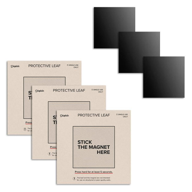 Displate Magnetic Wall Mount Kit for Hanging Pictures, 3-Pack Peel & Stick Wall Magnets with Safe Removable Adhesive Leaf - No Drill, Damage-Free Magnets for Wall Art, Metal Posters & Prints