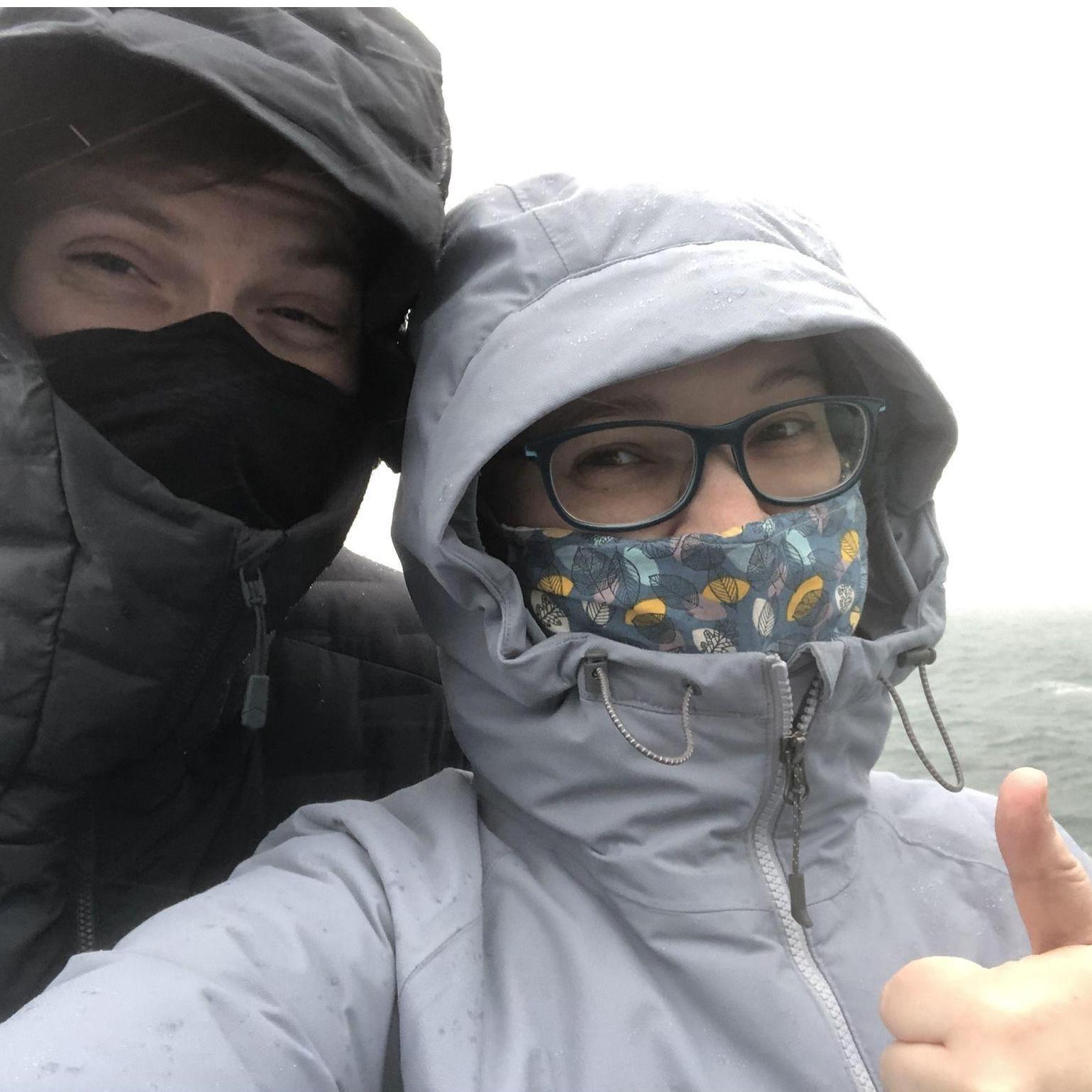 More wind and rain on a ferry in winter
