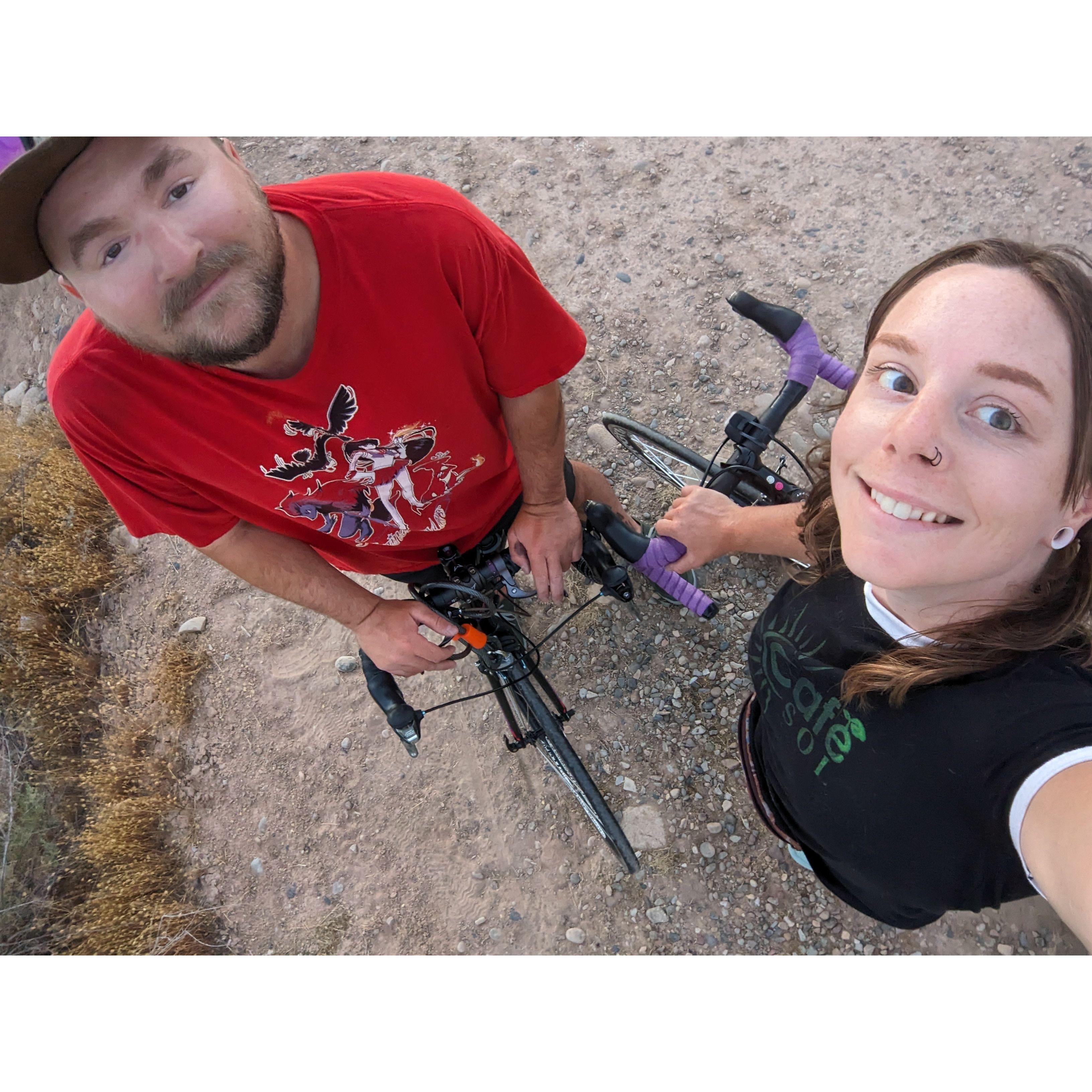 Riding bicycles together <3