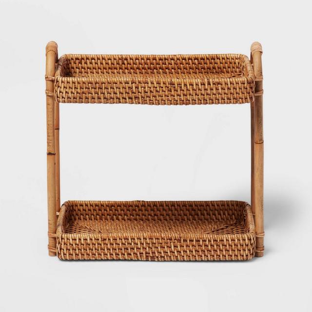 Natural Woven Tiered Vanity Bathroom Tray - Threshold™