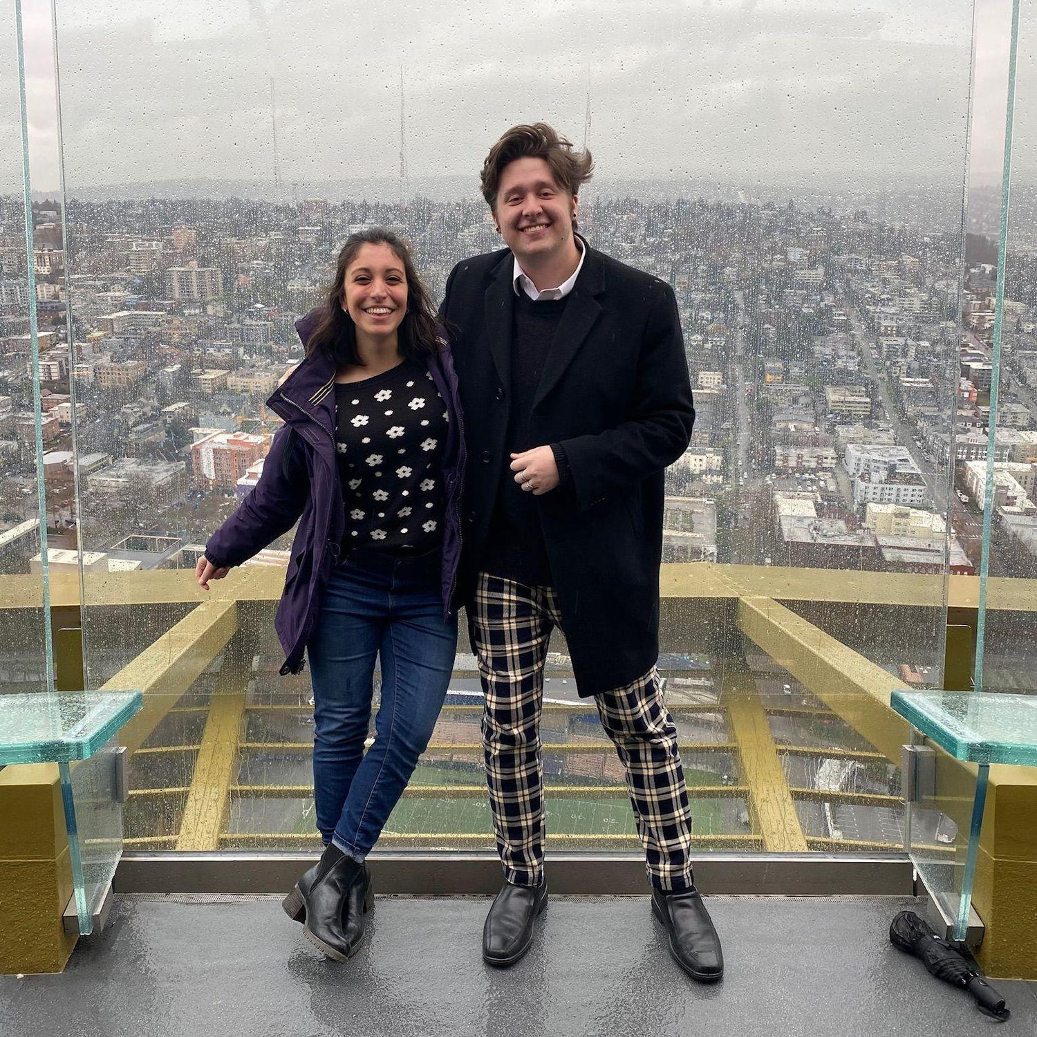 On the top of the Space Needle while on tour with our college choirs.