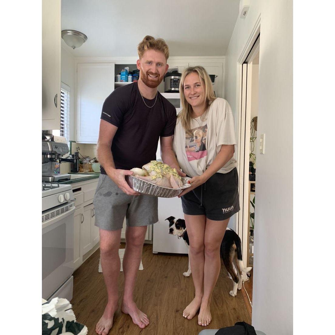 Our first Thanksgiving together and we crushed the turkey in our tiny San Diego apartment!