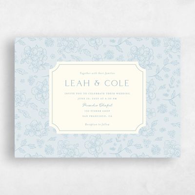 Blue Floral Wedding Invitation - Selindra Landscape
