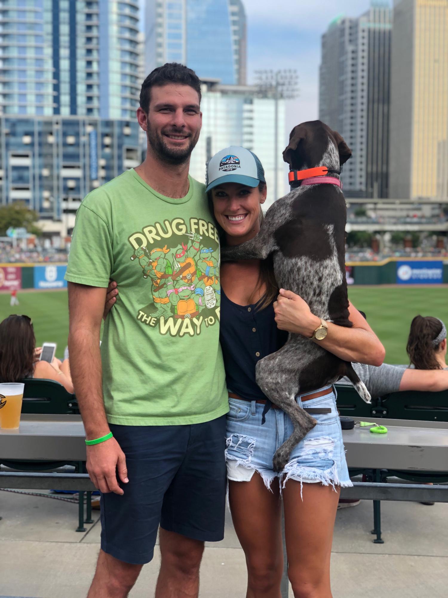 Bark in the Park. Knights baseball game in uptown Charlotte