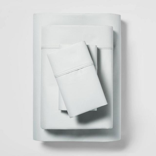 Full 400 Thread Count Solid Cotton Performance Sheet Set Morning Frost - Threshold™