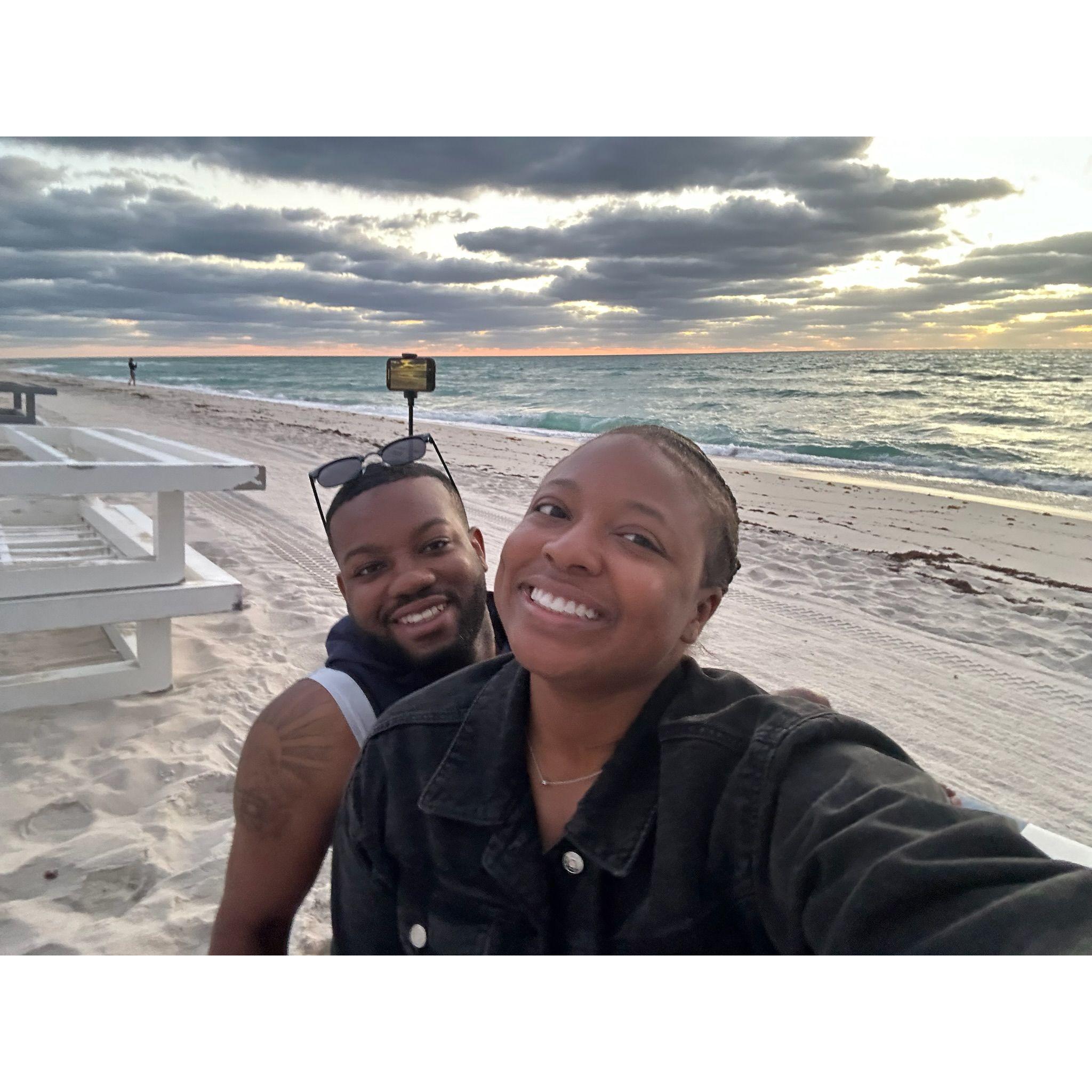 Apr 2024 - watching the sunrise on Miami Beach on Jazmyn's 28th Birthday