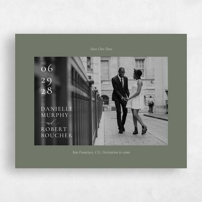 Dark Sage, Green Wedding Save the Date - Barnell Landscape