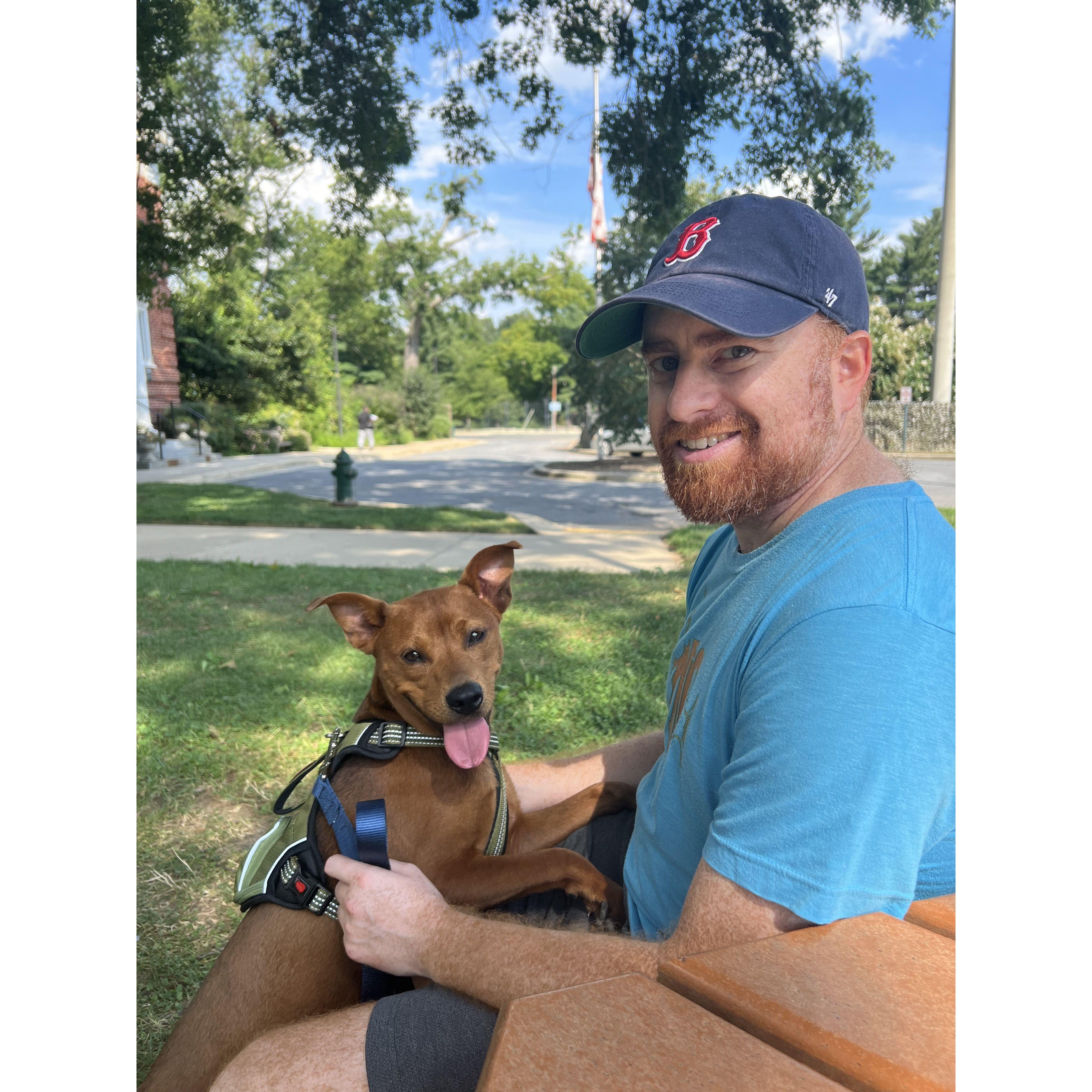 The day we adopted Rue in August, 2022.
