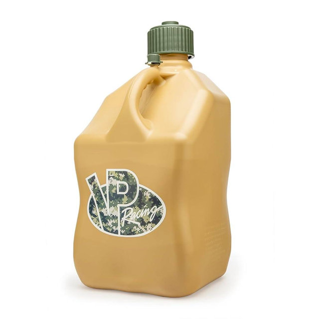 VP Racing 4042-CA, 5.5 Gallon Square Motorsport Storage Container Tactical Tan- Includes Jug Lid and Vent Cap (1 Pack)