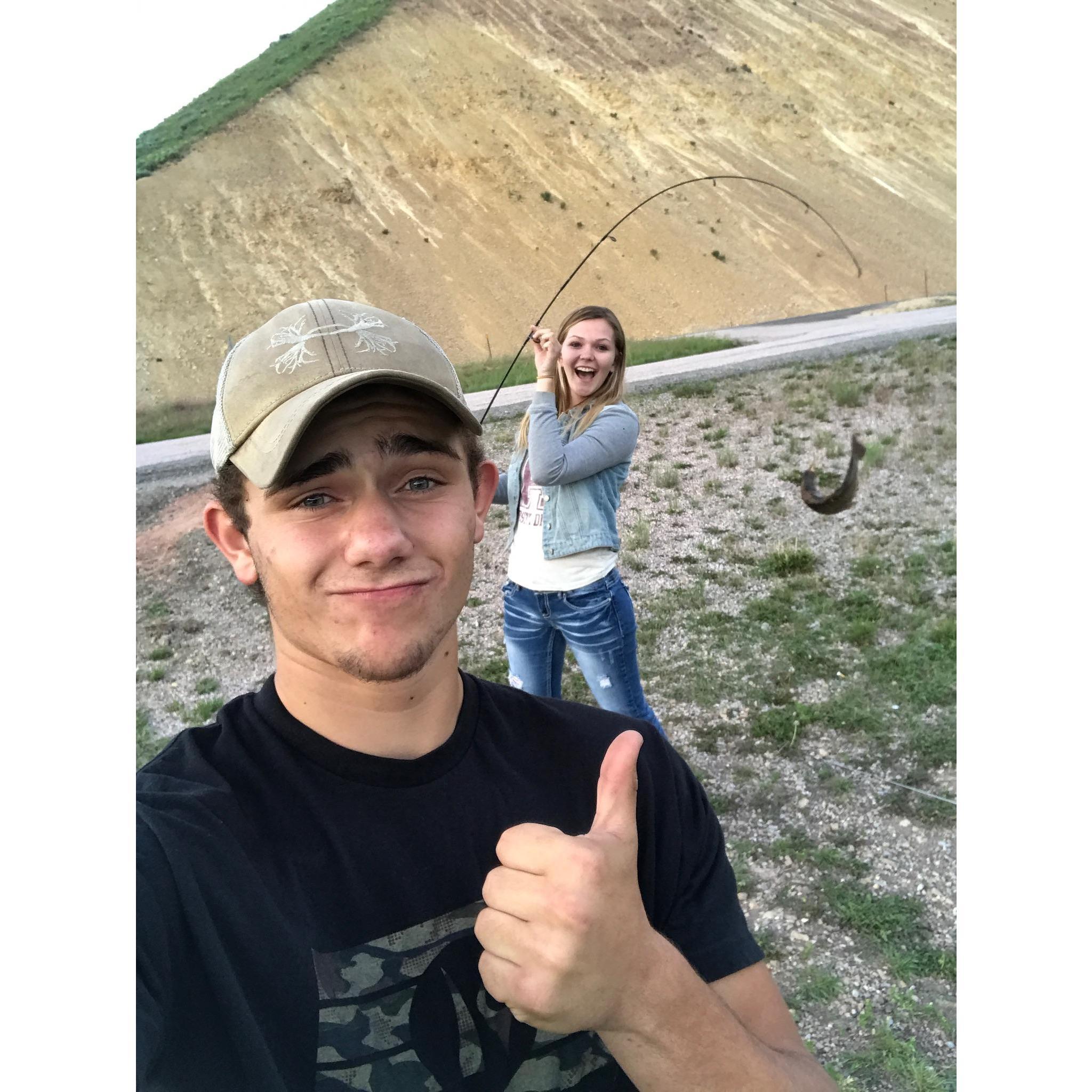 First time fishing. He was jealous I caught them allll ☺️