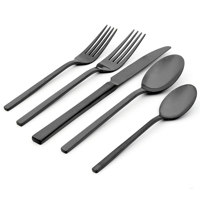 Oneida Allay Midnight 20 Piece Everyday, Service for 4 Flatware Set, 20PC FW, STAINLESS
