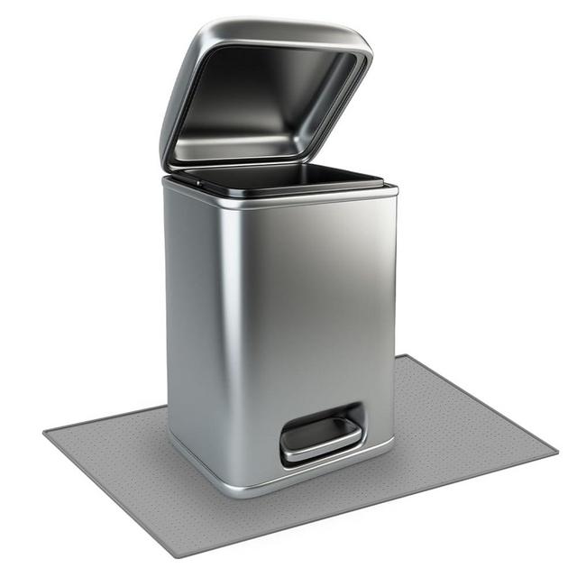 Tinideya Waterproof Trash Can Mat with Raised Edge Non Slip Under Garbage Can Mat Trash Can Pads Protective Silicone Rubber Tray for Kitchen to Avoid Spills Floor Scratches(Gray,11.8" X 18.9")