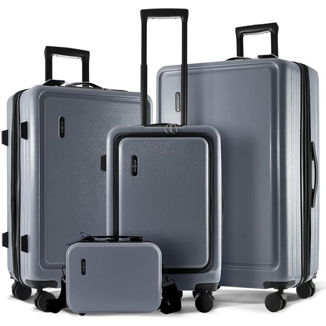TRAVELARIM Hard Shell Luggage Sets with Spinner Wheels 4 Piece, Expandable Large Suitcases with TSA Lock, Travel Large Suitcase Set, Grey Luggage Set