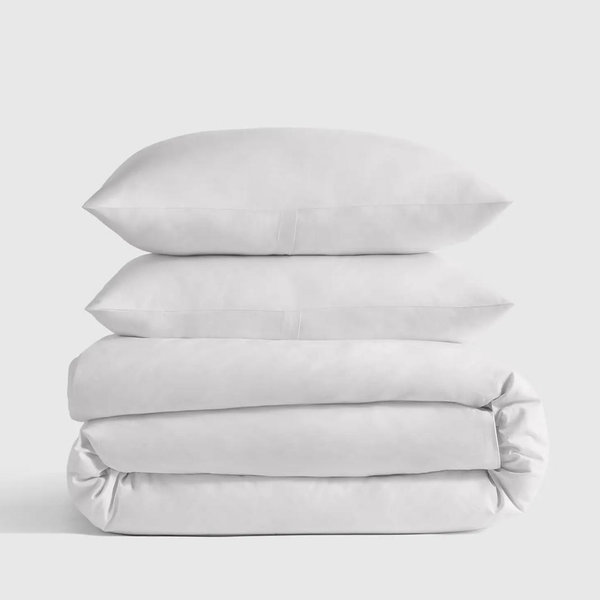 Classic Organic Percale Duvet Cover Set in White - King