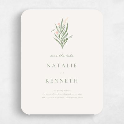 Beige Rounded Wedding Save the Date - Arden Portrait