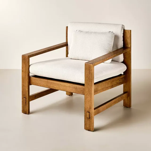 Wood Frame Upholstered Arm Chair Cream - Hearth & Hand™ with Magnolia Furniture